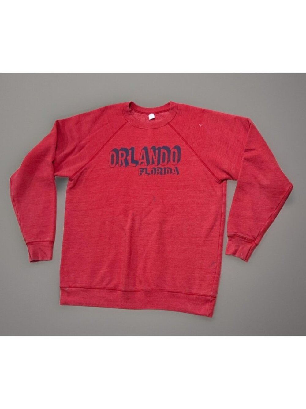 Vintage Orlando Florida Sweatshirt Crew 60s Faded Red Sun Fade Raglan Tri-Blend